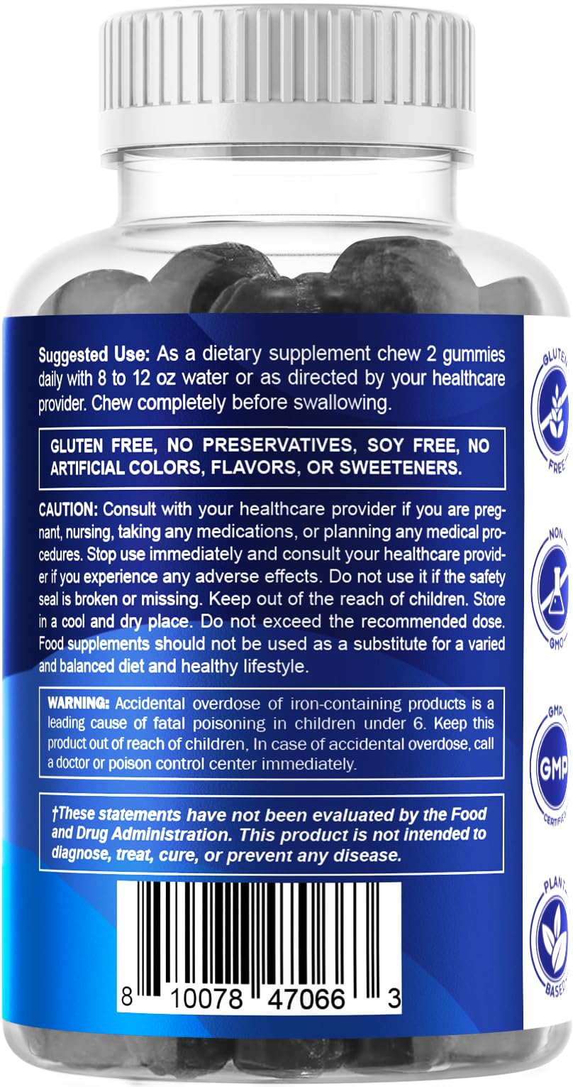 Grape-flavored iron gummies serving size of one gummy