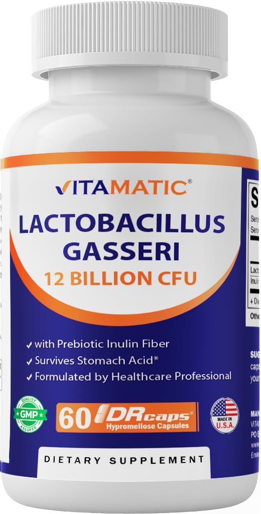 Vitamatic Lactobacillus Gasseri bottle label showing 60 capsules