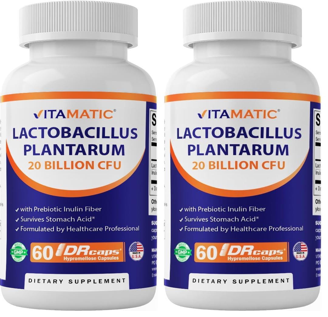 Vitamatic Lactobacillus Plantarum bottle with 60-count pack of 2