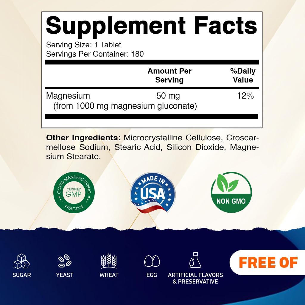 Product pack shot of Vitamatic Magnesium Gluconate bottle
