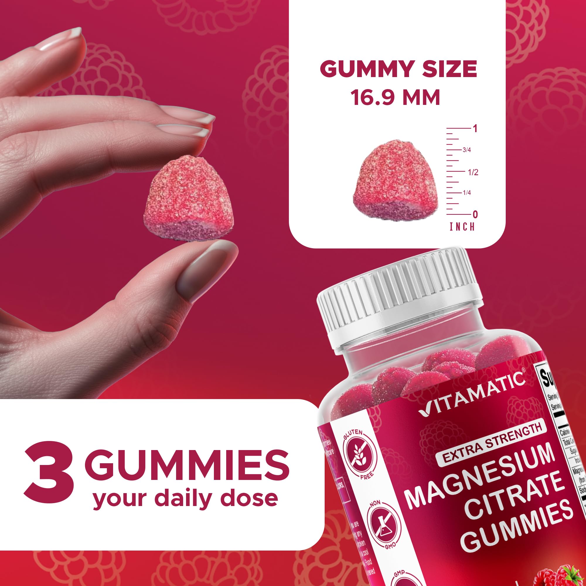 Magnesium gummies arranged on a white surface