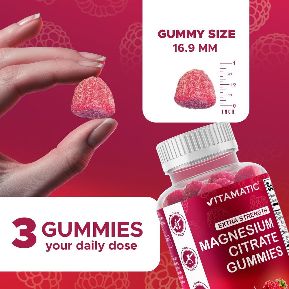 Magnesium gummies arranged on a white surface