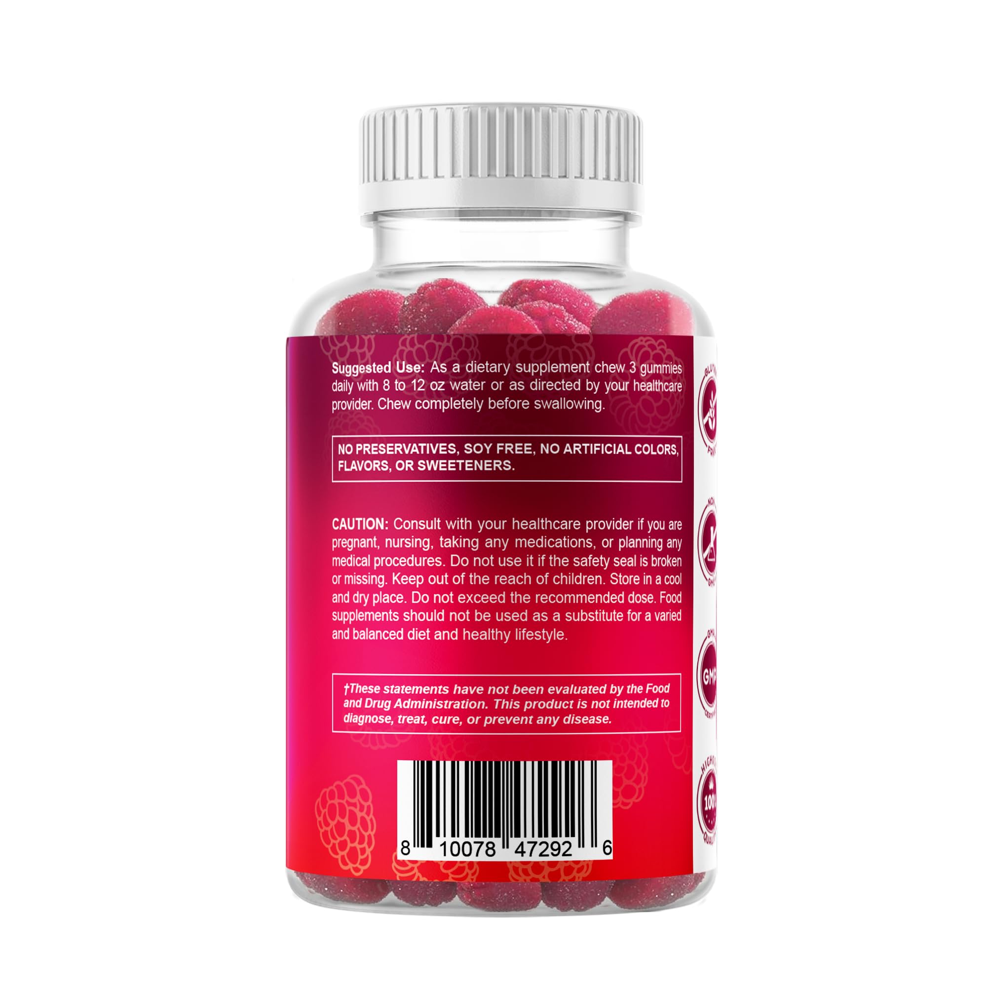 Product image set showing bottle and gummies together