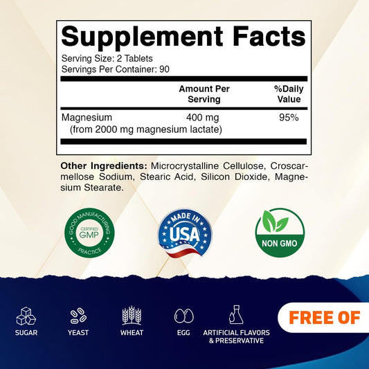 Close-up of Vitamatic Magnesium Lactate label
