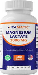 Vitamatic Magnesium Lactate 2000mg packshot with bottle
