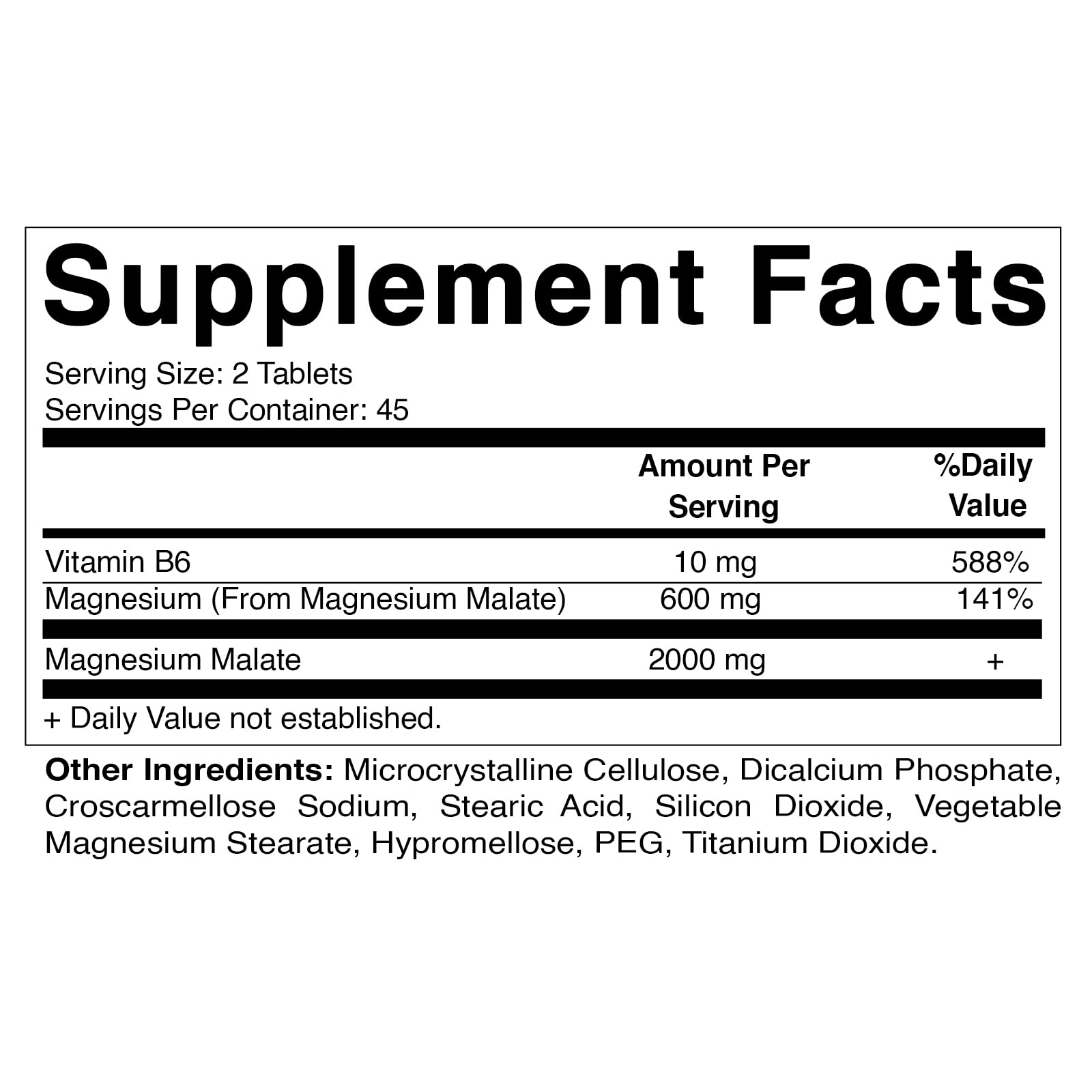 Close-up of Vitamatic Magnesium Malate bottle label