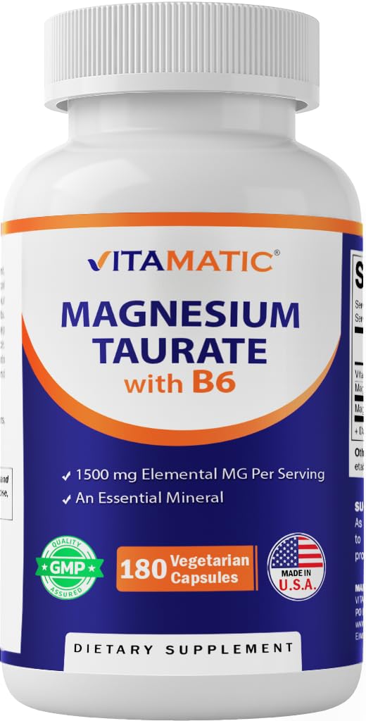 Vitamatic Magnesium Taurate 1500 mg per serving label