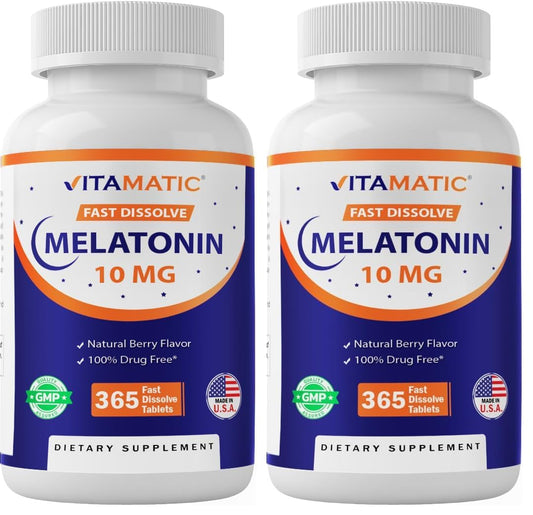 Vitamatic Melatonin 10 mg Tablets Berry Flavor – Pack 2 Front View