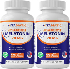 Vitamatic Melatonin 20 mg fast-dissolve bottle label