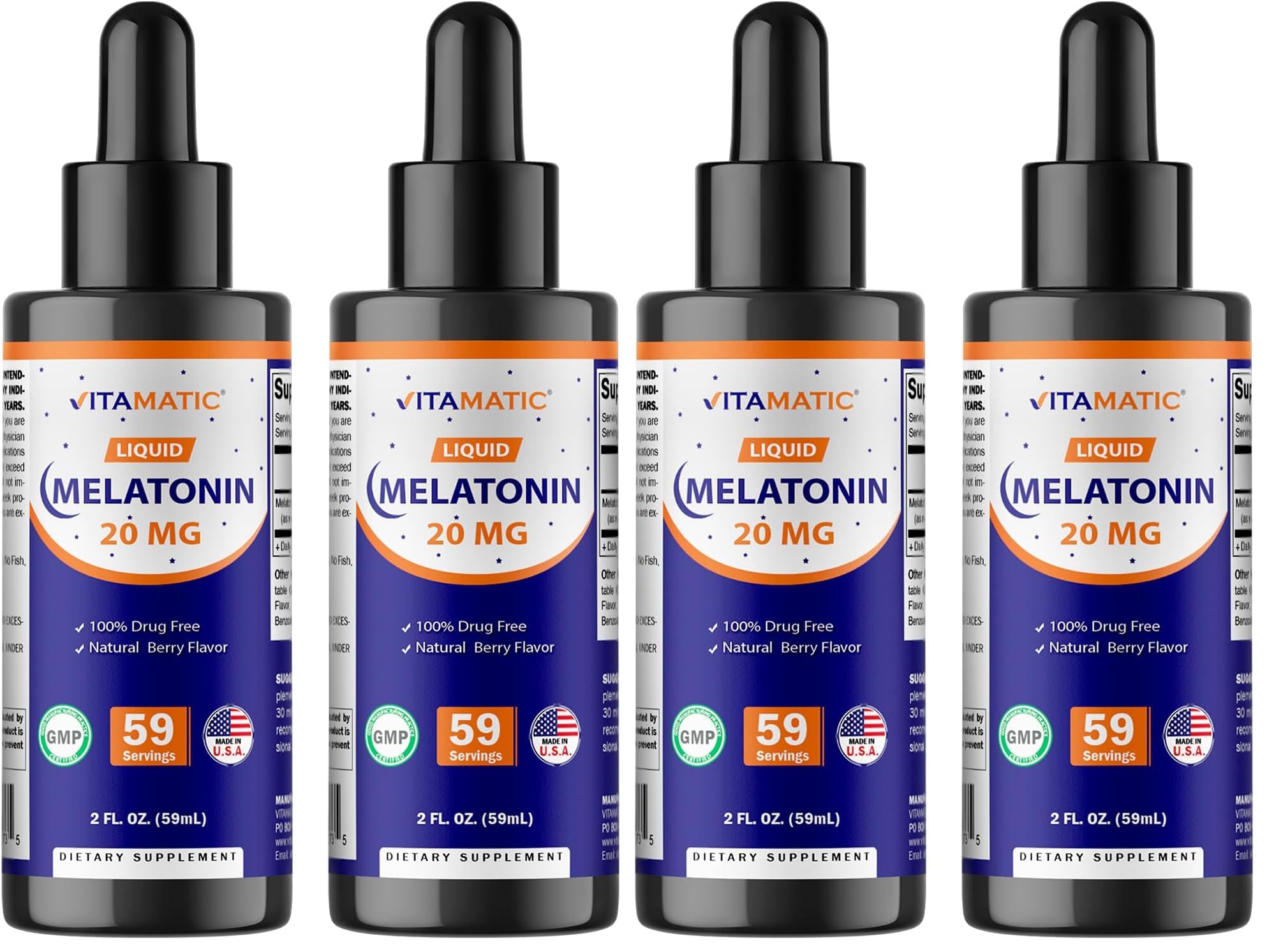 Vitamatic Melatonin 20mg liquid drops berry bottle front view