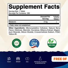 Vitamatic Melatonin 3mg tablets berry flavor bottle and label