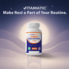 Vitamatic Melatonin 3mg berry flavor label close-up