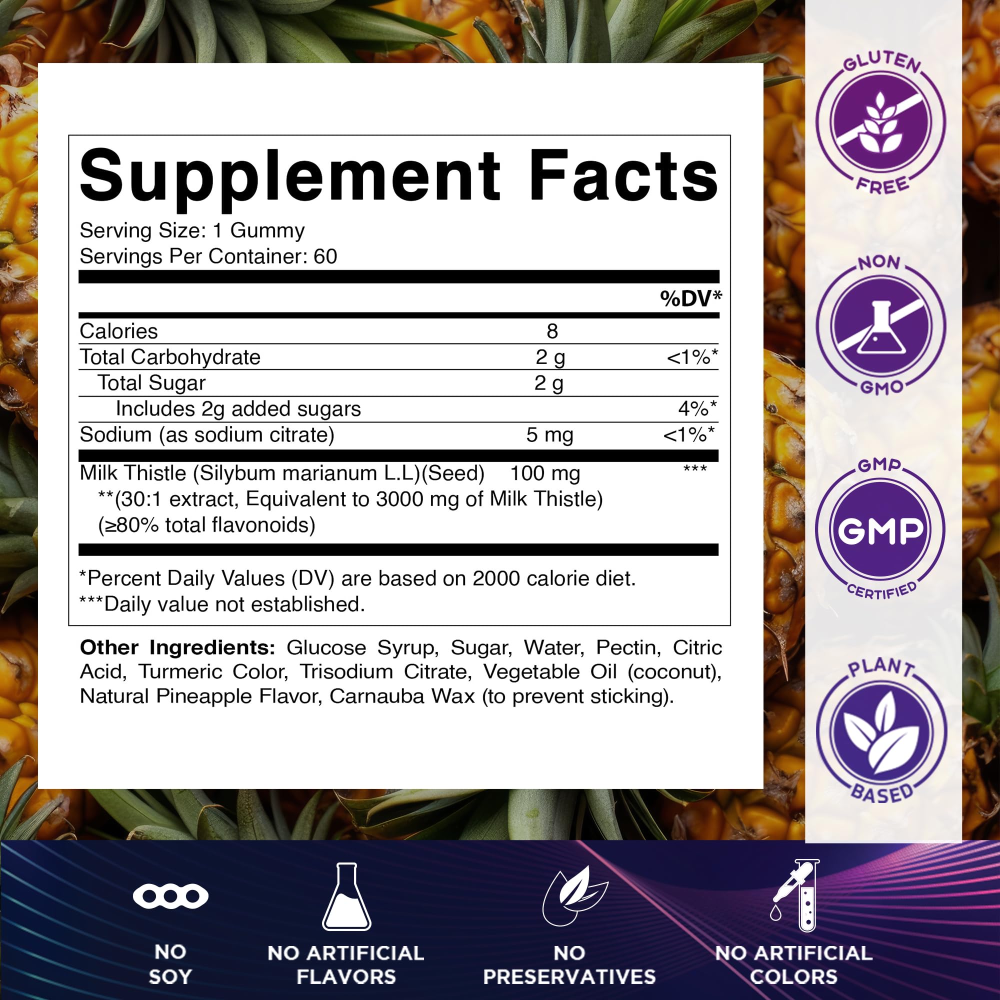 60-count bottle of Vitamatic Milk Thistle Gummies with gummies visible