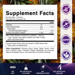 60-count bottle of Vitamatic Milk Thistle Gummies with gummies visible