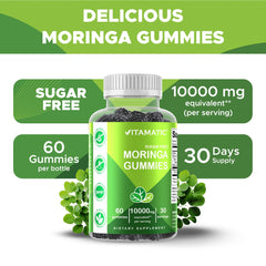 Label showing 200 mg moringa per serving from 50:1 extract