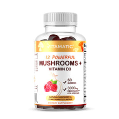 Vitamatic Mushroom Complex with D3 bottle on white background