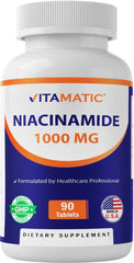 Vitamatic Niacinamide 1000 mg bottle – 90 tablets