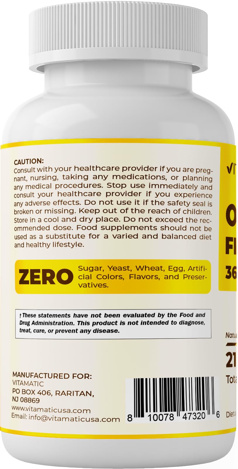 180-count bottle of Vitamatic omega-3 softgels