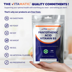 Nutrition/Ingredients panel on Pantothenic Acid powder packaging