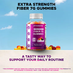 Gummies with label highlighting 7g fiber per serving