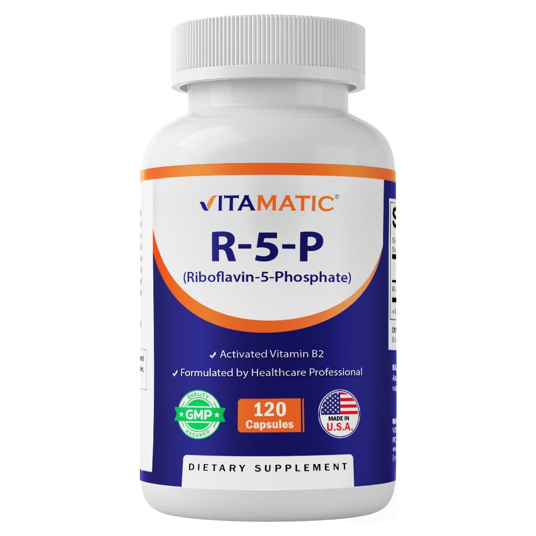 Front label of Vitamatic R-5-P Riboflavin-5-Phosphate 50 mg bottle