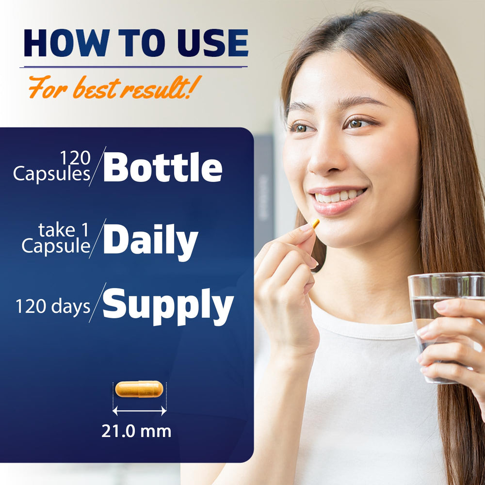 Bottle showing 120 vegetarian capsules