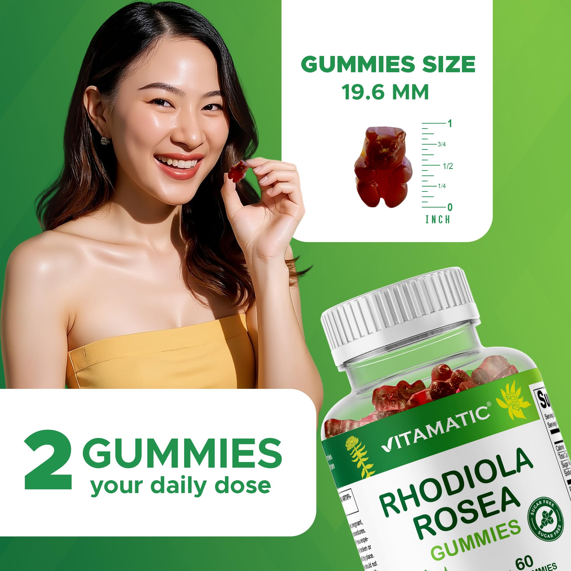 Close-up of mixed berry Rhodiola gummy pieces