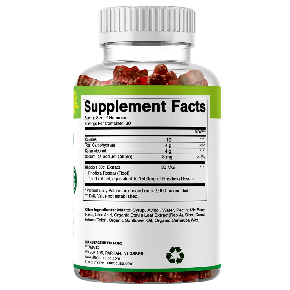 Serving size and 1500 mg rhodiola equivalent on label