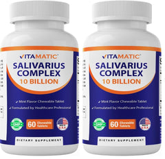 Front view of Vitamatic Salivarius Complex mint chewable tablets