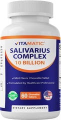 Front view of Vitamatic Salivarius Complex mint chewables bottle