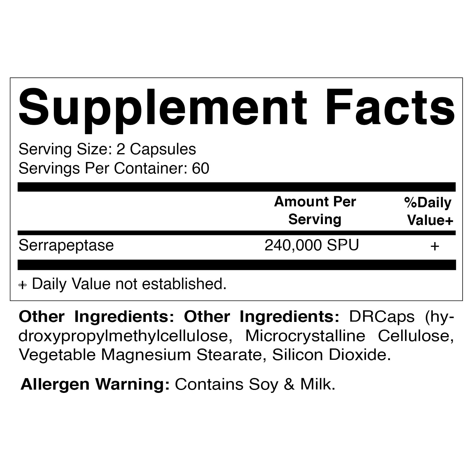 Pack of 2 Vitamatic Serrapeptase 240,000 SPU bottles (120 capsules each)