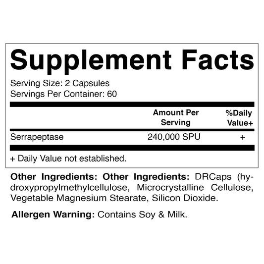 Pack of 2 Vitamatic Serrapeptase 240,000 SPU bottles (120 capsules each)