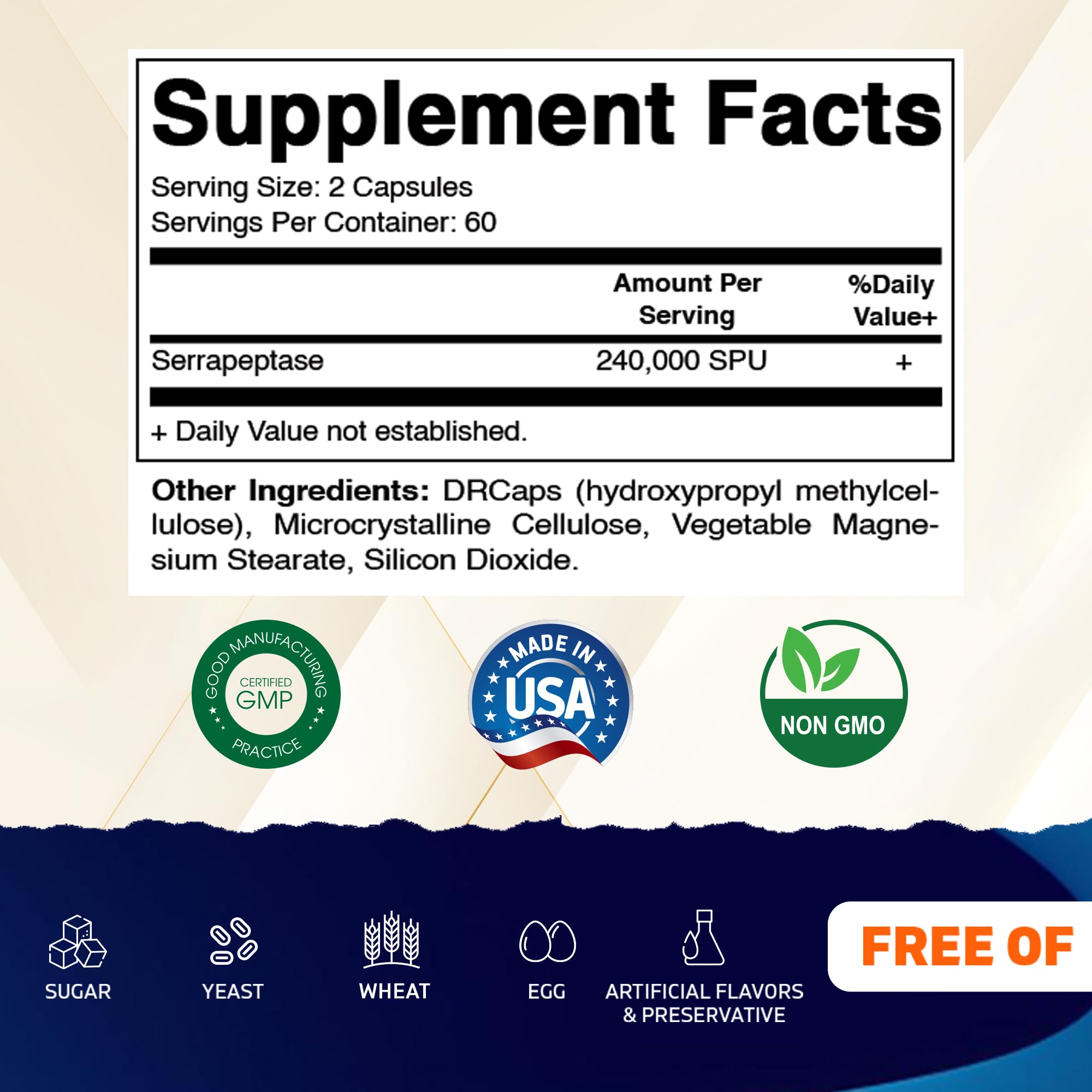 Vitamatic Serrapeptase bottle - back label
