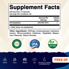 Vitamatic Serrapeptase bottle - back label
