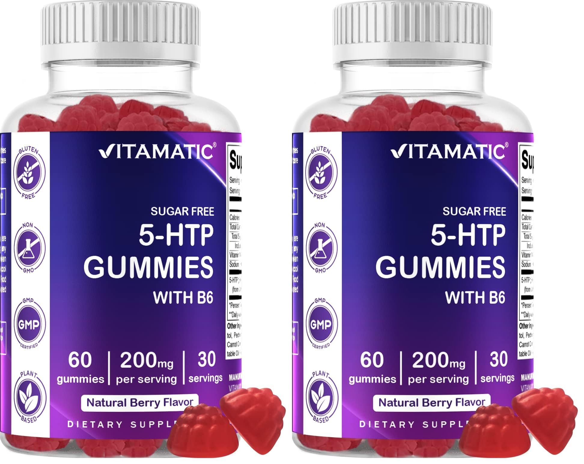 Vitamatic Sugar Free 5-HTP Gummies with B6 bottle - Pack of 2