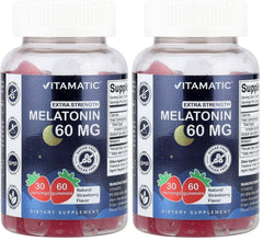 Vitamatic sugar-free melatonin gummies bottle for a convenient bedtime routine.