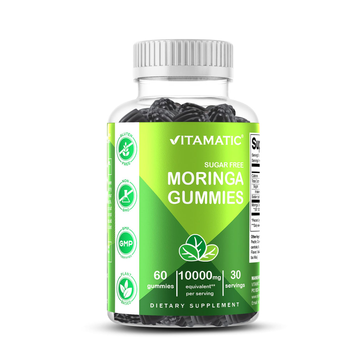 Vitamatic Sugar Free Moringa Gummies bottle front view