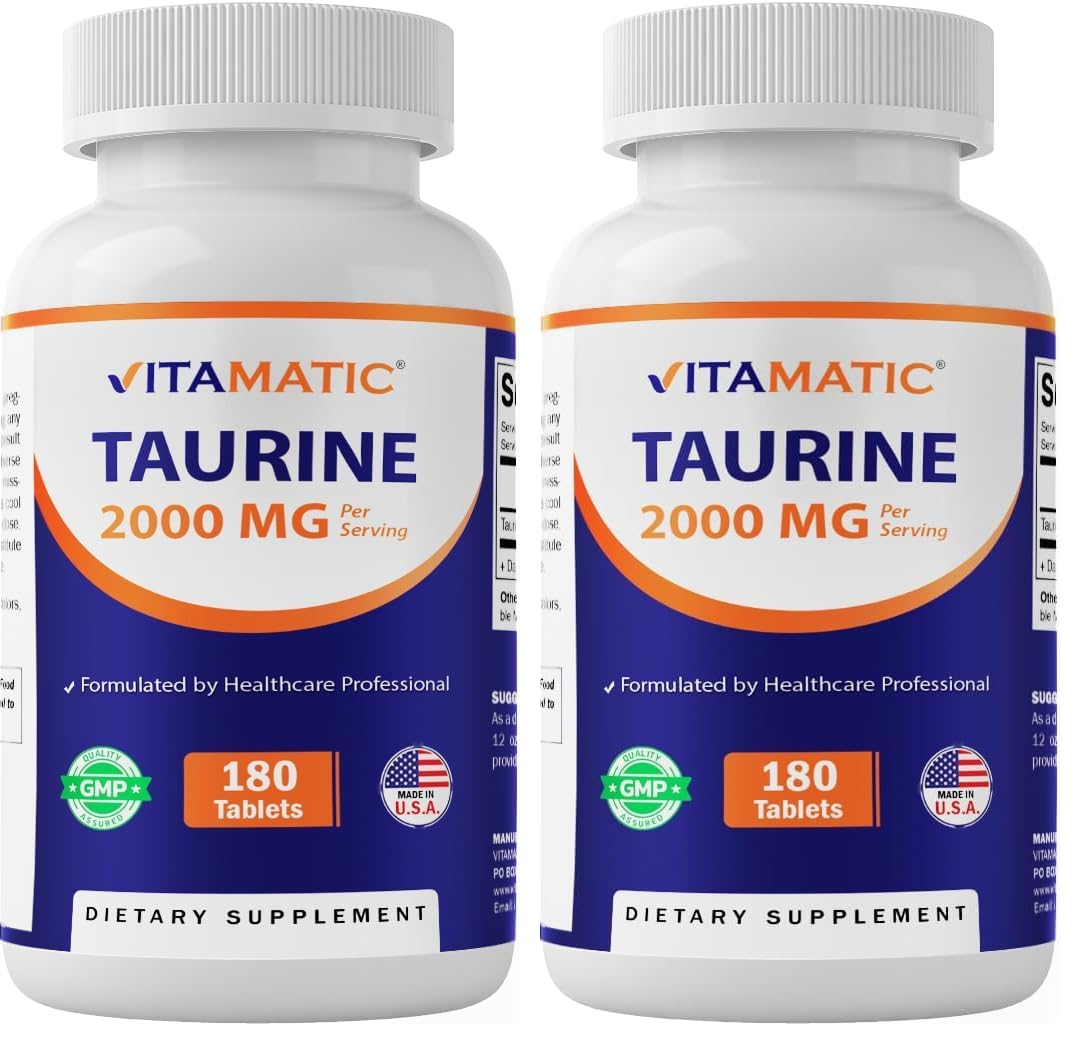 Front view of Vitamatic Taurine 2000mg Vegetarian Tablets