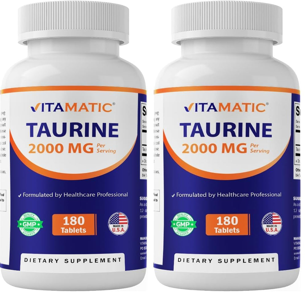Front view of Vitamatic Taurine 2000mg Vegetarian Tablets