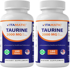 Front view of Vitamatic Taurine 2000mg Vegetarian Tablets