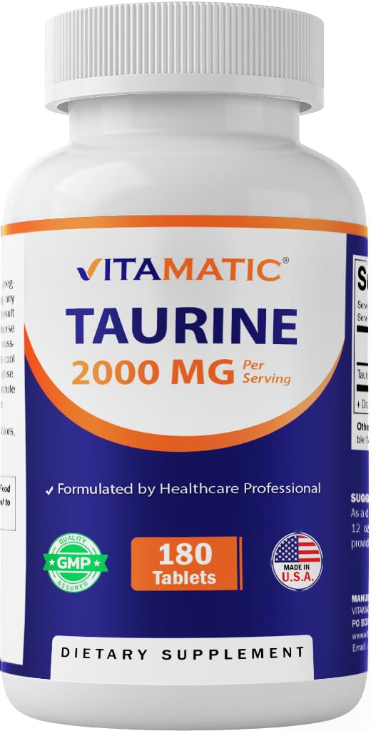 Vitamatic Taurine 2000mg Vegetarian Tablets bottle front