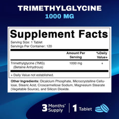 Close-up of a Vitamatic TMG 1000mg tablet