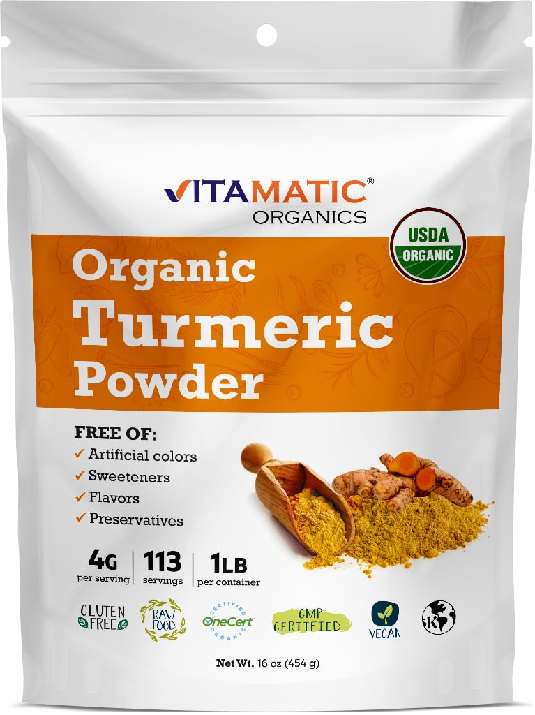 Vitamatic USDA Organic Turmeric Powder 1 lb packaging