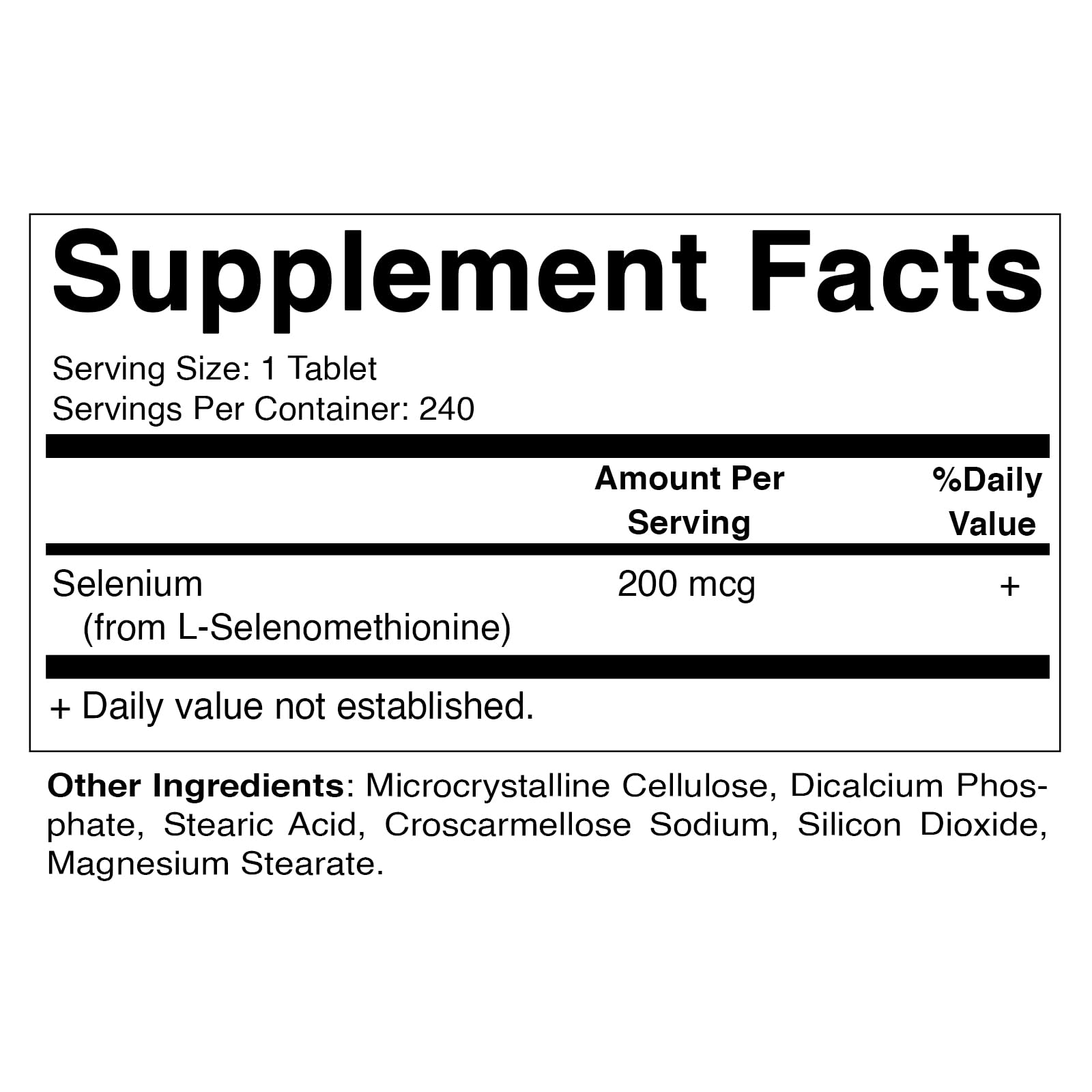 Close-up of Selenium 200mcg Selenomethionine labeling