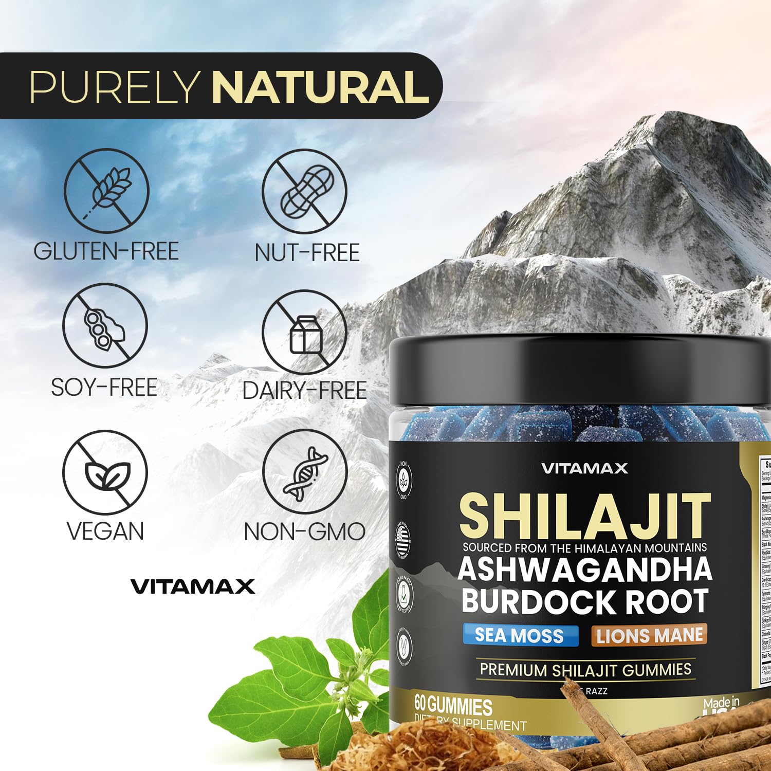A daily Vitamax gummy paired with water for a simple routine.