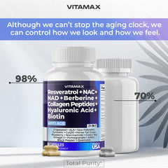Vitamax ingredients label showing NAD+, Resveratrol, Berberine