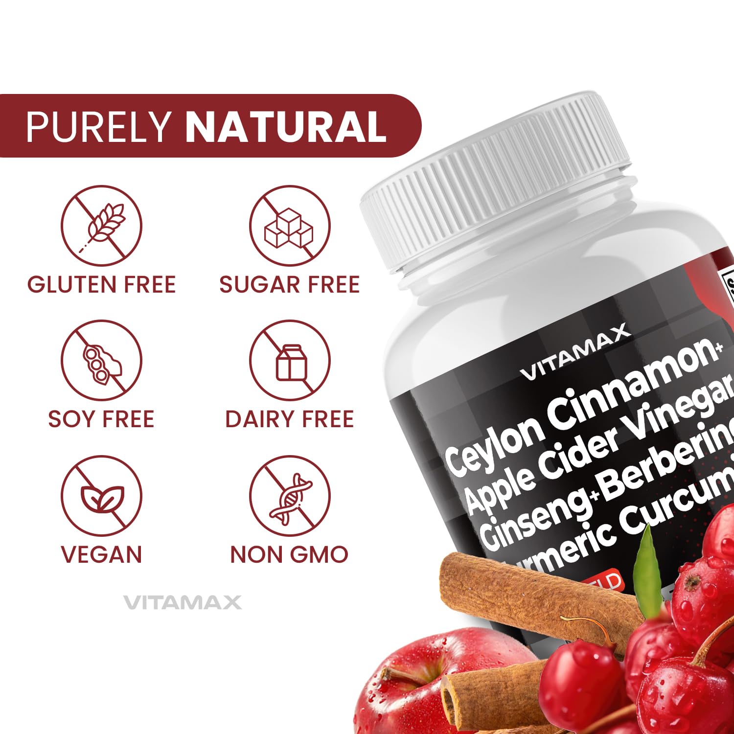 Vitamax on a breakfast table with fruit to show daily routine compatibility benefit