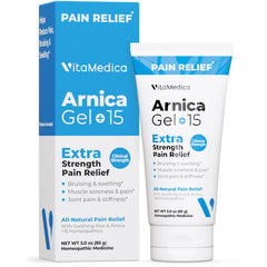 VitaMedica Arnica Gel Plus tube front for post-workout relief.