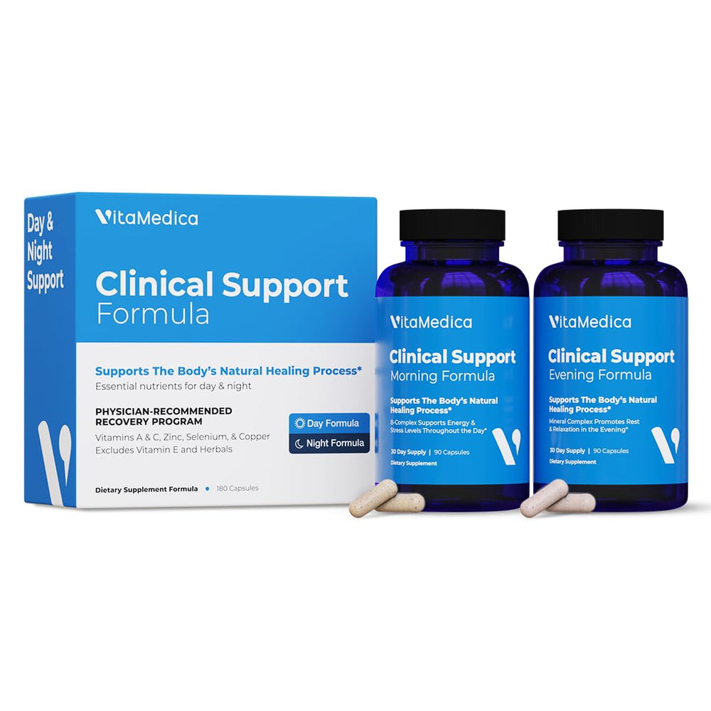 VitaMedica Clinical Support bottle front view for post-op recovery support.