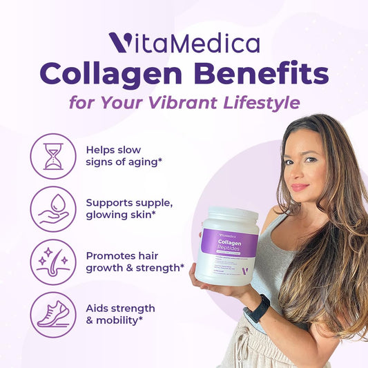Close-up of collagen peptides powder